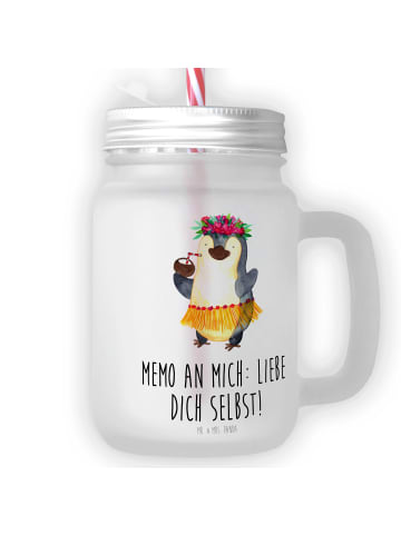 Mr. & Mrs. Panda Blümchentailglas Pinguin Kokosnuss mit Spruch in Transparent