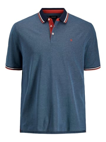 Jack & Jones + Fit Polo Shirt JJEPAULOS Sommer Hemd Pique in Blau