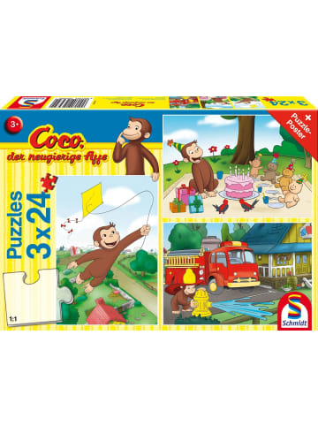 Schmidt Spiele Coco, der neugierige Affe, Spaß mit Coco, 3x24 Teile | Kinderpuzzle Coco, der...