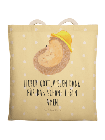 Mr. & Mrs. Panda Tasche Igel Beten mit Spruch in Gelb Pastell