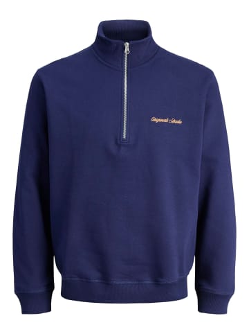 JACK & JONES Junior Sweatshirt mit halbem Reißverschluss in Ocean Cavern