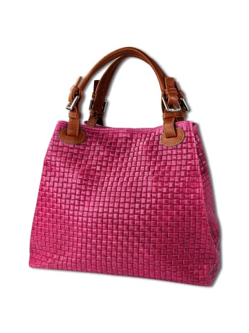 Toscanto Toscanto Handtasche, Umhängetasche Leder pink, braun ca. 31cm