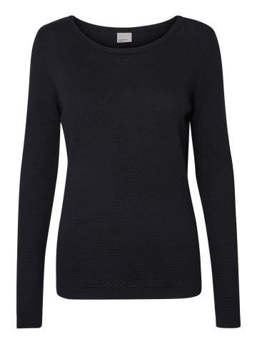 Vero Moda Feinstrick Pullover Struktur Rundhals Longsleeve VMCARE in Schwarz