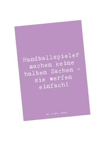 Mr. & Mrs. Panda Postkarte Spruch Handball Wurf mit Spruch in Lavendeltraum