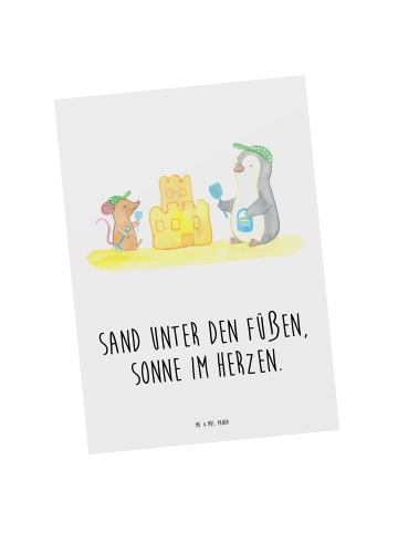 Mr. & Mrs. Panda Postkarte Sommer Meer Strand mit Spruch in Weiß