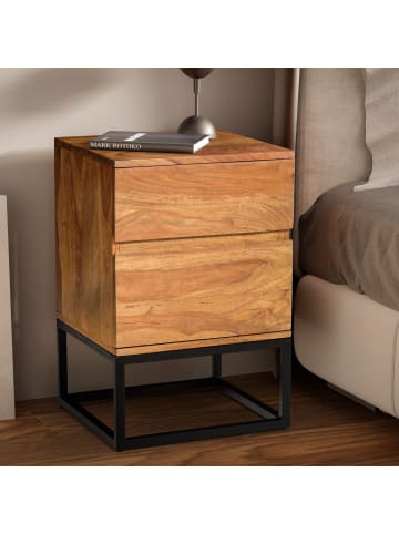 KADIMA DESIGN Nachttisch Massivholz Metall 40x38x60 cm Nachtschrank