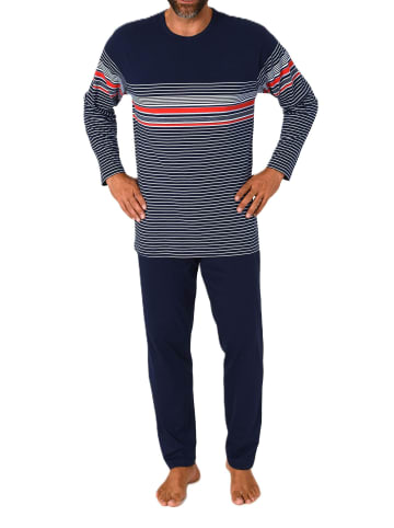 NORMANN Langarm Schlafanzug Pyjama Streifen in rot