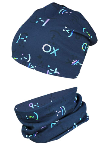 TupTam Unisex Set Kinder Beanie Mütze Schlauchschal in anthrazit-kombi