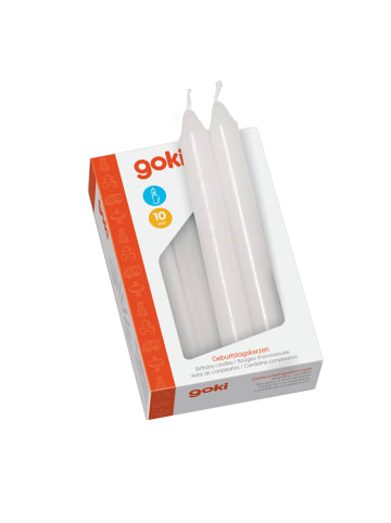 Goki Geburtstagskerzen, 10 cm Ø 1,3 cm in Weiß in Weiß