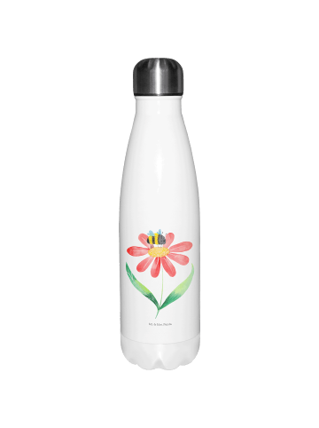 Mr. & Mrs. Panda Sportflasche Hummel Blume ohne Spruch in Weiß