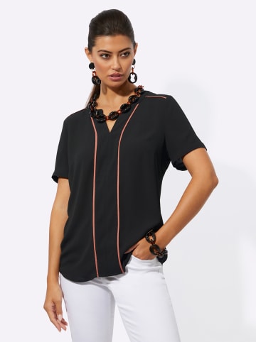 creation L Kurzarm-Bluse in schwarz