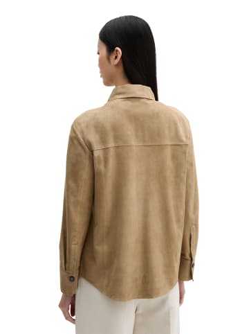 Marc O'Polo Leder-Overshirt regular in Earthy Taupe