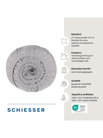 Schiesser Jersey-Elasthan-Spannbettlaken Elli in Hellgrau