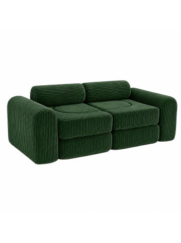 relaxdays 10tlg. Kinder-Spielsofa Set "Cord" in Dunkelgrün - (B)108 x (H)32 x (T)50 cm