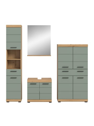 xonox.home Badkombination in Artisan Eiche/Salbei - (B) 186 x (H) 191 x (T) 34