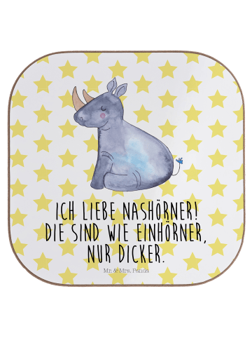 Mr. & Mrs. Panda Bierdeckel Einhorn Nashorn mit Spruch in Weiß