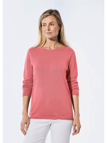 GOLDNER Strickpullover Pullover mit U-Boot-Ausschnitt aus Baumwoll-Viskose-Mix in koralle