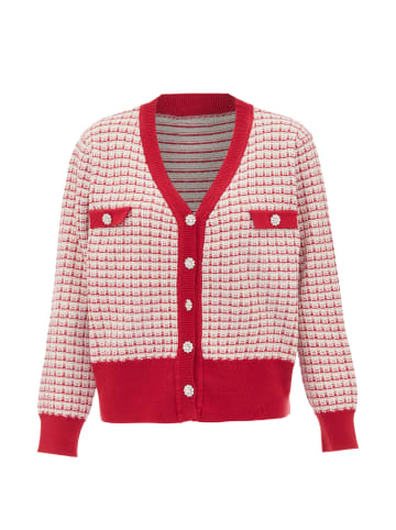 NAEMI Strickjacke in Wollweiss Rot