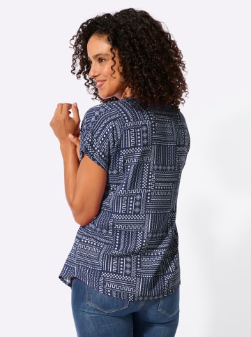 WITT WEIDEN Druck-Bluse in marine-ecru-gemustert