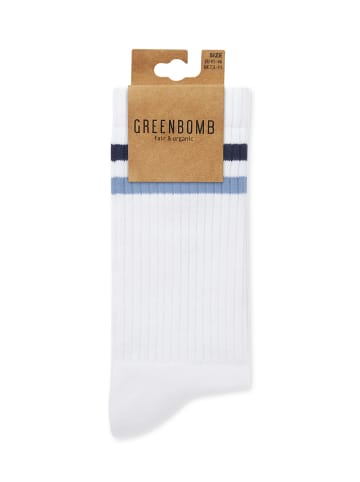GreenBomb Tennis Socks Blue Stripes in Weiß