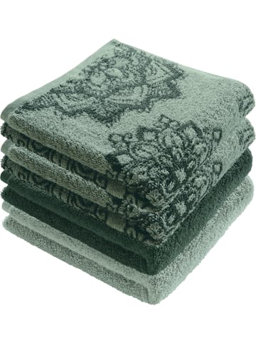 Erwin Müller Frottier, Jacquard Handtuch 4er-Pack Bühl in jade/oliv