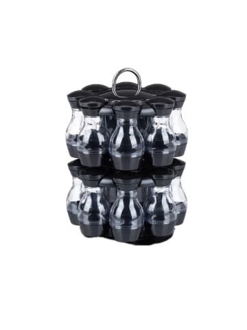 relaxdays Gewürzkarussell in Schwarz/ Silber - (H)29 x (D)19 cm