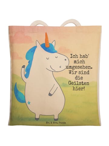 Mr. & Mrs. Panda Einkaufstasche Einhorn Mann Design mit Spruch in Weiß