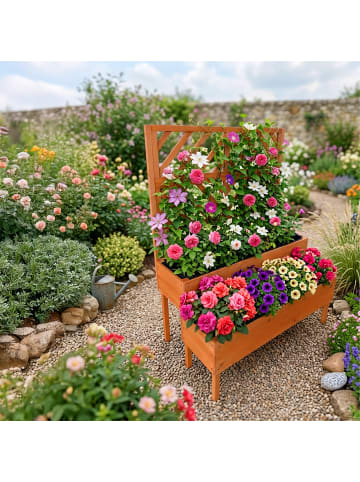 relaxdays Blumenkasten mit Spalier in Orange - (B)109 x (H)135 x (T)62 cm