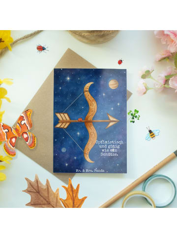 Mr. & Mrs. Panda Grußkarte Sternzeichen Schütze Design mit Spruch in Weiß