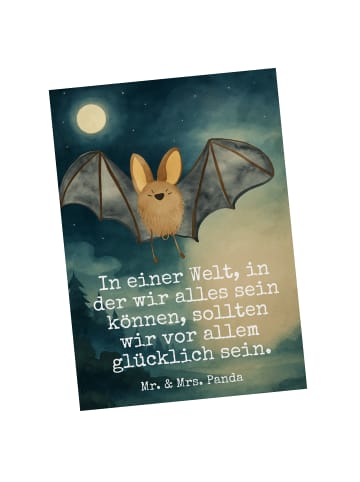 Mr. & Mrs. Panda Postkarte Fledermaus Flügel Design mit Spruch in Weiß