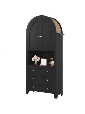 ABRIHOME Bogen-Küchenschrank mit Schubladen und Türen 180cm in Schwarz