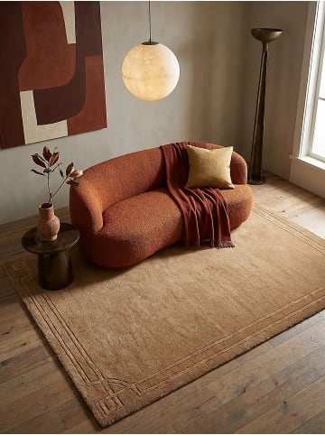 KADIMA DESIGN Teppich Wolle Handgetuftet GLEN Art-Déco Klassische Bordüre Wohnlich in Ocker