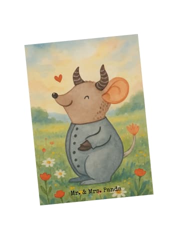 Mr. & Mrs. Panda Postkarte Stier Astrologie Design ohne Spruch in Weiß