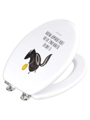 Mr. & Mrs. Panda Toilettendeckel Stinktier Ball mit Spruch in Weiß