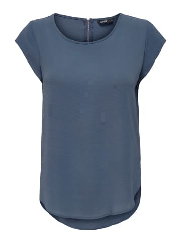 ONLY Einfarbige Kurzarm Bluse T-Shirt Oberteil ONLVIC in Blau-2