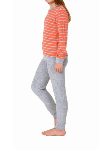 NORMANN Frottee Pyjama langarm Bündchen Schlafanzug Herz - 71566 in rot