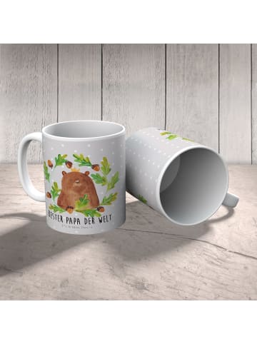 Mr. & Mrs. Panda Kindertasse Bär König mit Spruch in Grau Pastell