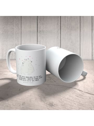 Mr. & Mrs. Panda Tasse Eisbär Umarmen mit Spruch in Weiß