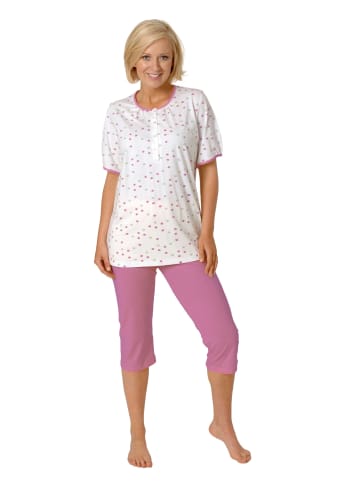NORMANN Capri Pyjama Schlafanzug kurzarm Knopfleiste Punkte - 66695 in pink