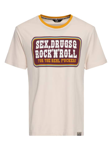 King Kerosin King Kerosin T-Shirt Sex, Drugs & Rock 'n' Roll in beige