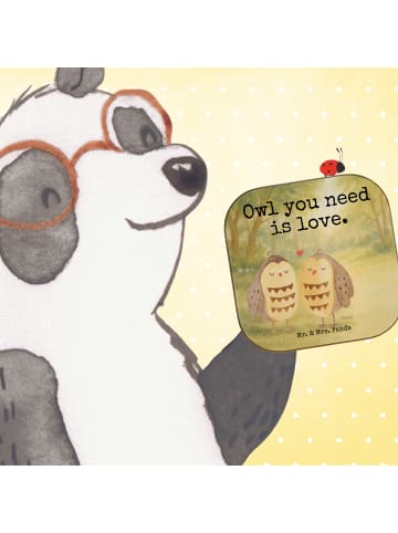 Mr. & Mrs. Panda Untersetzer für Gläser Eulen Liebe Design mit S... in Weiß
