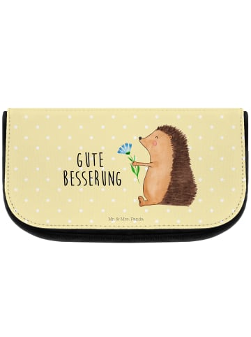 Mr. & Mrs. Panda Kosmetikbeutel Igel Blumen mit Spruch in Gelb Pastell