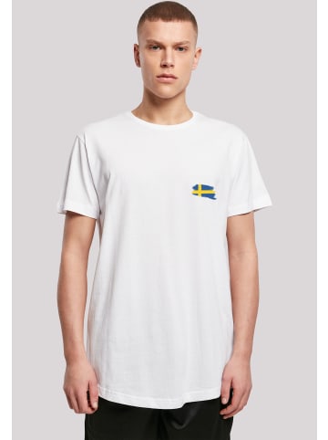 F4NT4STIC Long Cut T-Shirt Sweden Schweden Flagge in weiß