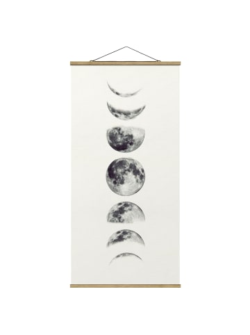 WALLART Stoffbild mit Posterleisten - Sieben Monde in Grau