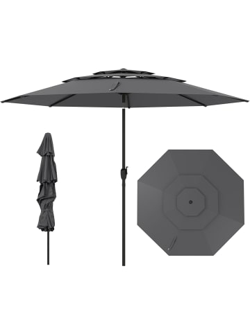 COSTWAY 300cm Sonnenschirm windfest stabil in Grau
