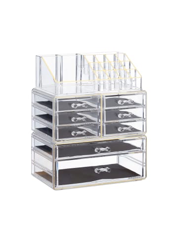 relaxdays 2x Make Up Organizer in Transparent/ Gold