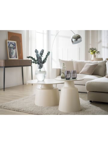 home24 home24 Couchtisch 2er-Set aus Keramik und Metall in Cremeweiß - 112 x 44 x 87 cm in Creme