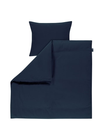 Alvi Bettwäsche Mull mit Knopf 80 x 80 cm - P in blau