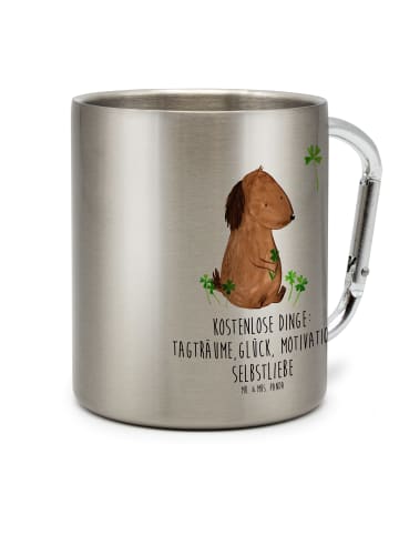 Mr. & Mrs. Panda Thermobecher Hund Kleeblatt mit Spruch in Silber