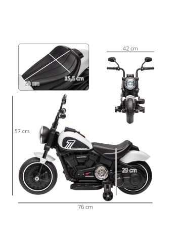 HOMCOM Elektromotorrad 3 km/h 1,5-3 Jahre Weiß